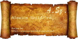 Alexics Szilárd névjegykártya